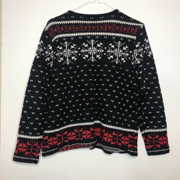 RARE J. JILL Fair Isle Christmas Wool Reindeer Sweater Zip Cardigan SP Holiday - Picture 3 of 8